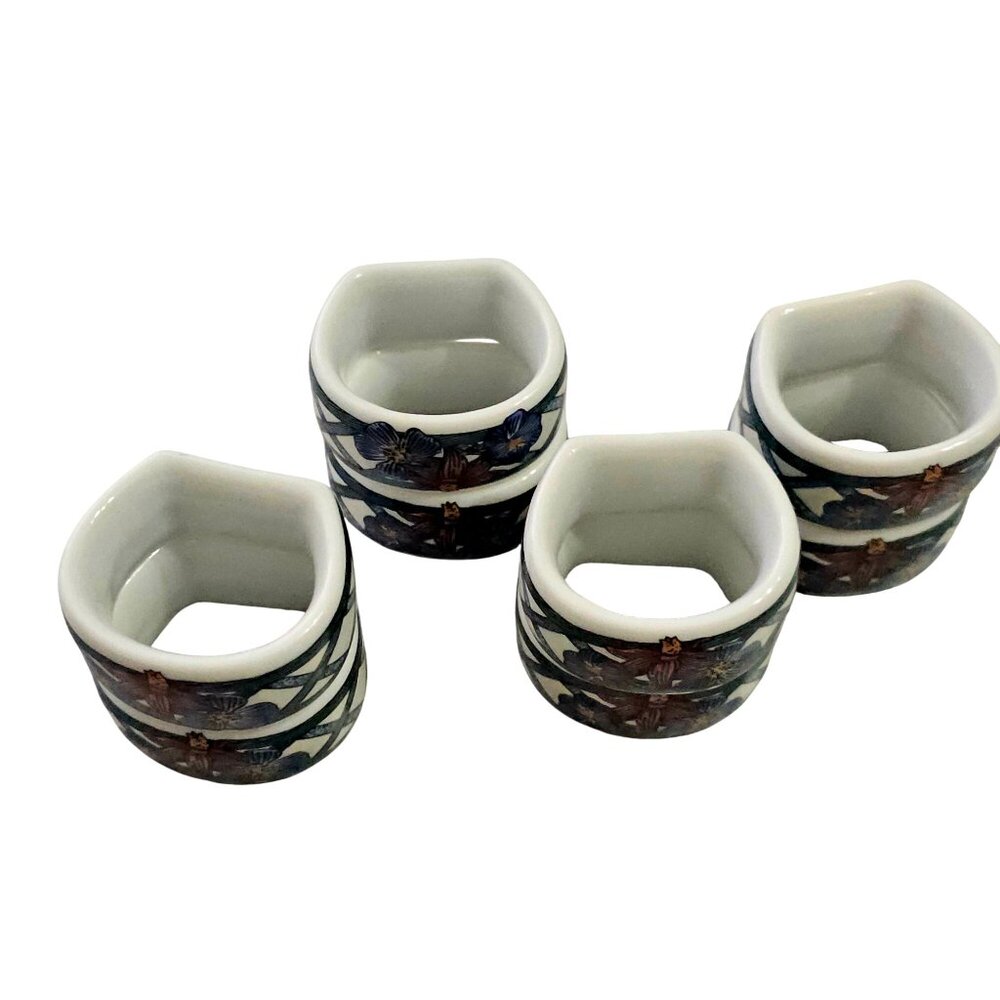 8 Dansk Nordic Garden Napkin Rings 2"designer Victoria Morrison bold style 90s - Picture 6 of 8